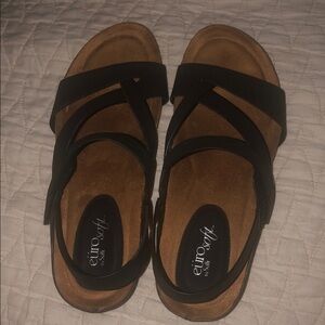 Eurosoft Gianetta Women's Black Slingback Thong Sandals US 9M Adjustable Straps